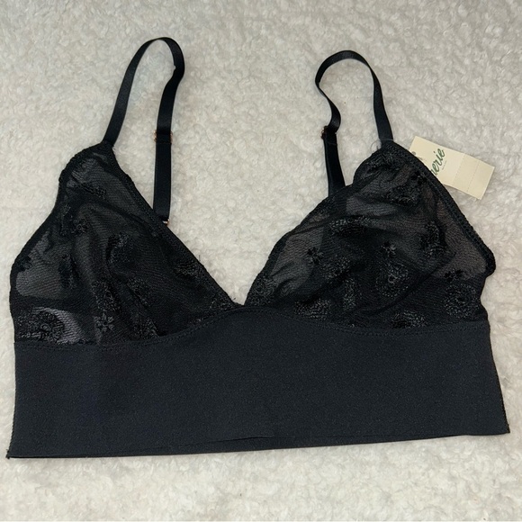 Aerie Sheer Bralette Lace Daisy Black XS NWT - Picture 1 of 5